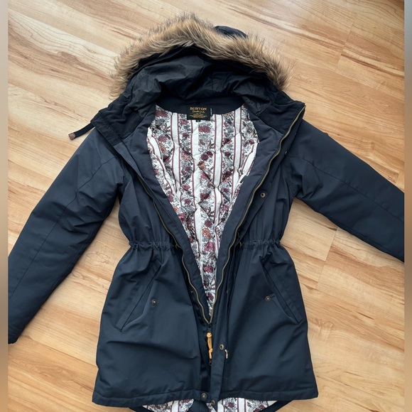 Burton Women's Saxton Black Parka with Faux Fur Hood - Picture 2 of 4